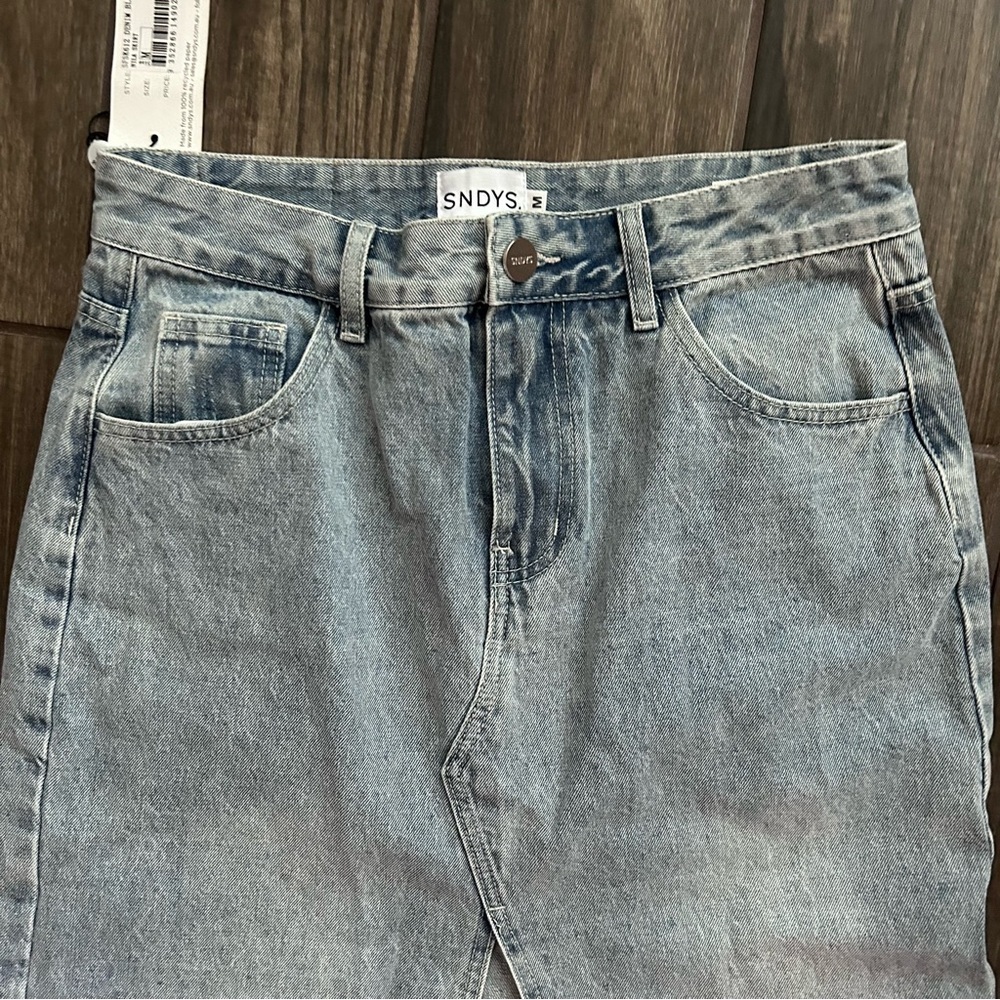 Nwt Sndys Nila Denim Maxi Skirt Light Wash Sz M — image 4 of 7